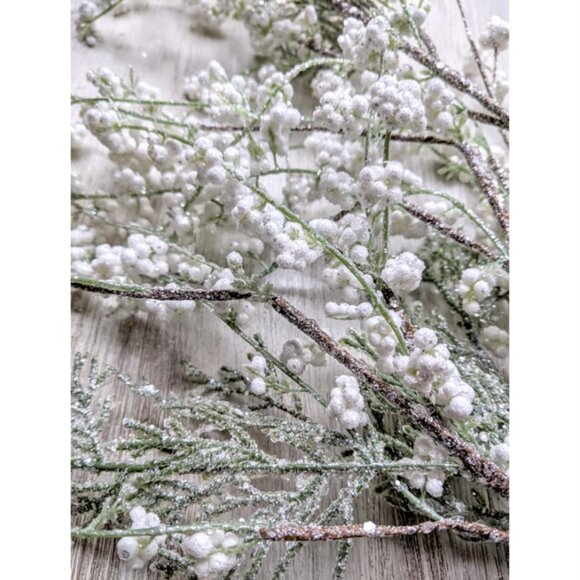 Bundle/4 Cedar Berry, Frosted Cedar Berry Spray, White, Glittered - Picture 4 of 12